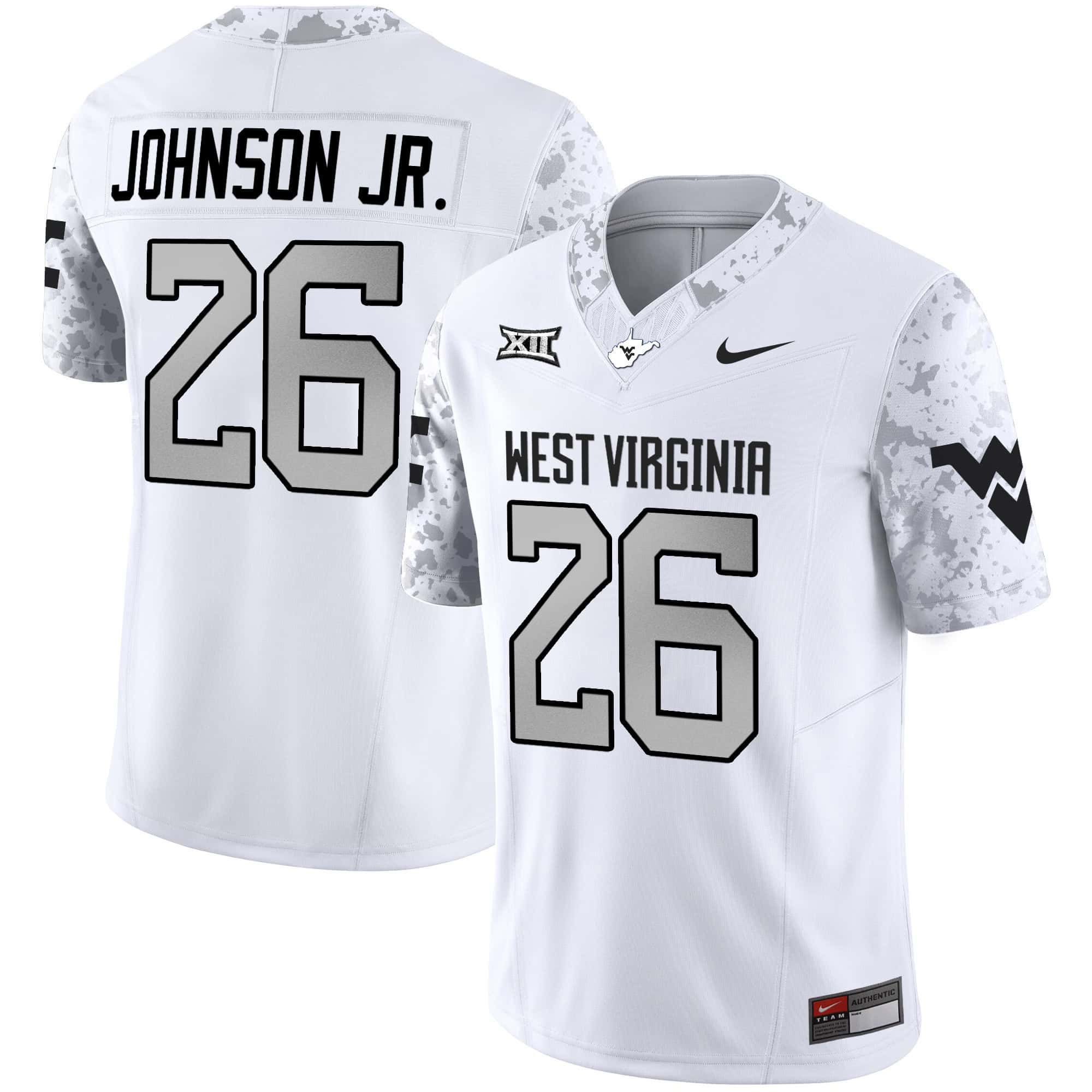 Men West Virginia Mountaineers #26 Johnson jr White 2024 Nike Vapor Limited NCAA Jersey